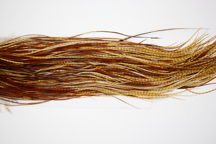 4569 Hebert Dry Fly Hackle Gold Grade Rooster Saddle Barred Dark Ginger Ties Size 12-14