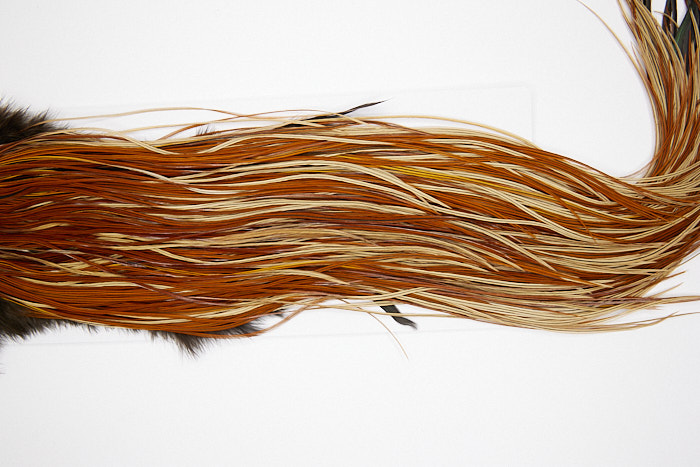 4573 Hebert Dry Fly Hackle Gold Grade Rooster Saddle Medium Brown Ties Size 14-16