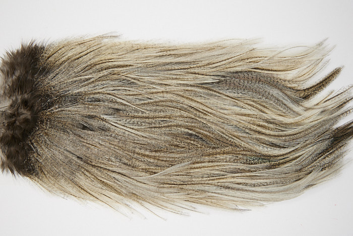 4714 Coq De Leon Dry Fly Hackle Silver Grade Rooster Saddle Cream Badger