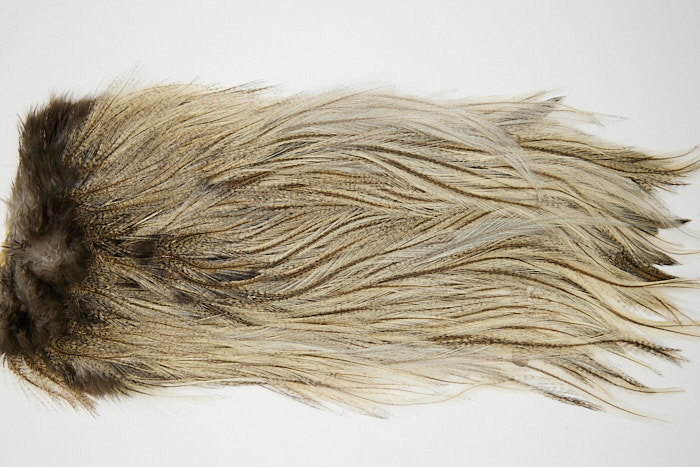 4715 Coq De Leon Dry Fly Hackle Silver Grade Rooster Saddle Cream Badger