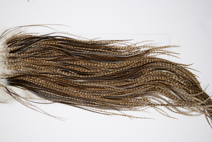 4829 Hebert Dry Fly Hackle Bronze Grade Rooster Saddle Dun Grizzly Ties Size 10-14