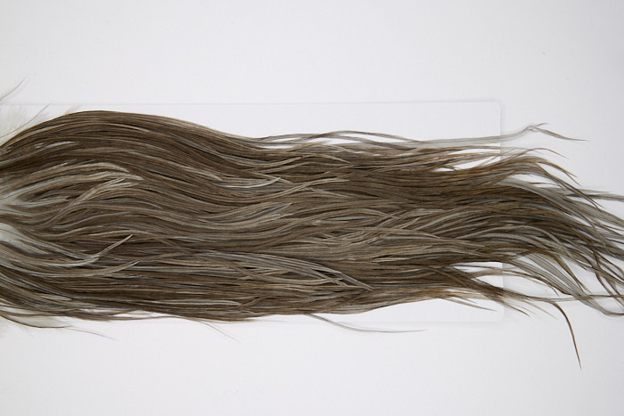 4857 Hebert Dry Fly Hackle Bronze Grade Rooster Saddle Medium Grey Dun Ties Size 12-14