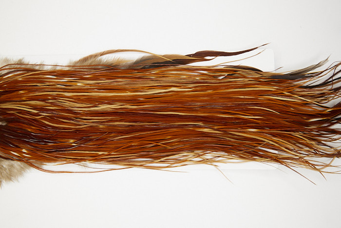 4888 Hebert Dry Fly Hackle Silver Grade Rooster Saddle Light Brown Ties Size 16-18