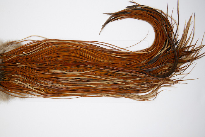 4941 Hebert Dry Fly Hackle Gold Grade Rooster Saddle Light Brown Ties Size 14-16