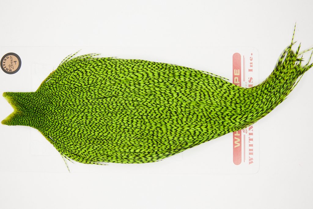 10246 Whiting Dry Fly Hackle Bronze Grade Rooster Cape Grizzly Chartreuse Ties Size 8-20