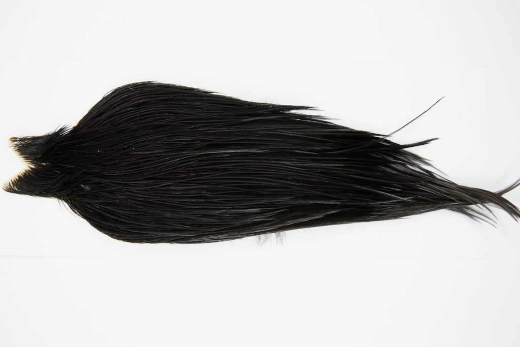 10356 JimsFlyCo Dry Fly Hackle Grade 2 Rooster Cape Black Ties Size 10-20
