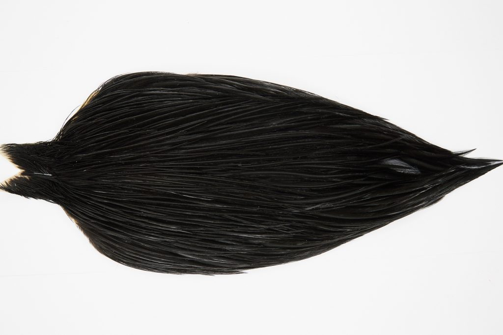 10357 JimsFlyCo Dry Fly Hackle Grade 2 Rooster Cape Black Ties Size 10-20