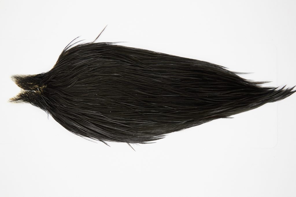 10358 JimsFlyCo Dry Fly Hackle Grade 2 Rooster Cape Black Ties Size 10-20