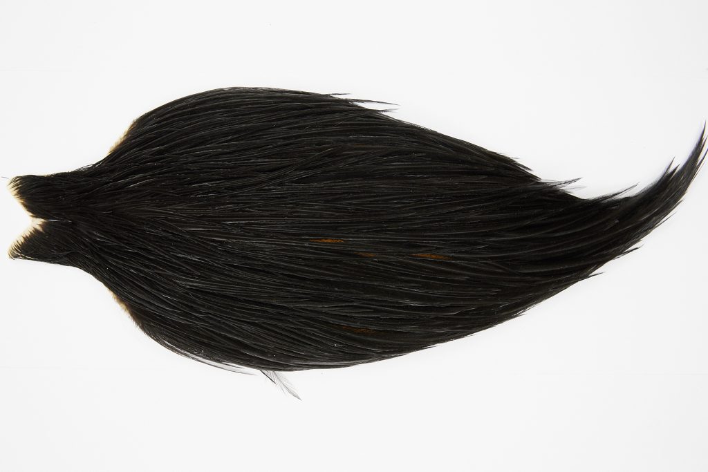 10359 JimsFlyCo Dry Fly Hackle Grade 2 Rooster Cape Black Ties Size 12-18