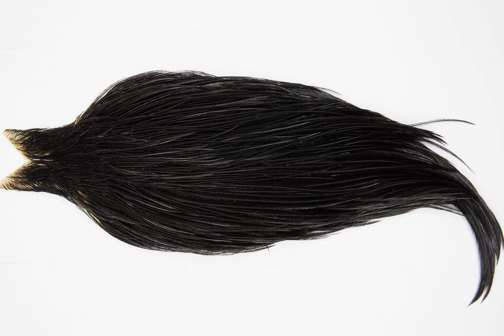 10361 JimsFlyCo Dry Fly Hackle Grade 2 Rooster Cape Black Ties Size 12-20