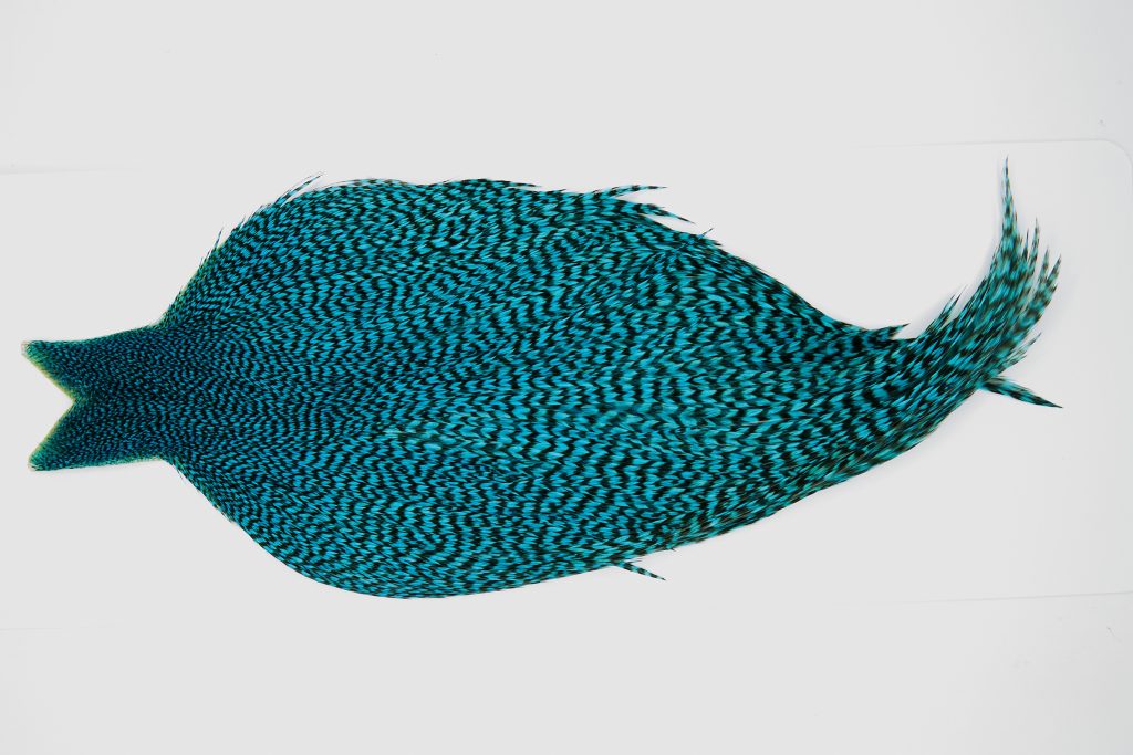 10401 JimsFlyCo Dry Fly Hackle Grade 2 Rooster Cape Grizzly Kingfisher Blue Ties Size 10-20