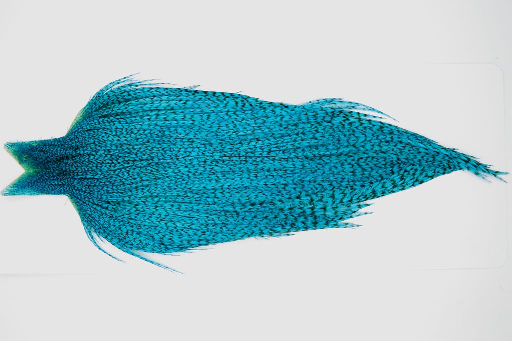 10403 JimsFlyCo Dry Fly Hackle Grade 2 Rooster Cape Grizzly Kingfisher Blue Ties Size 10-20