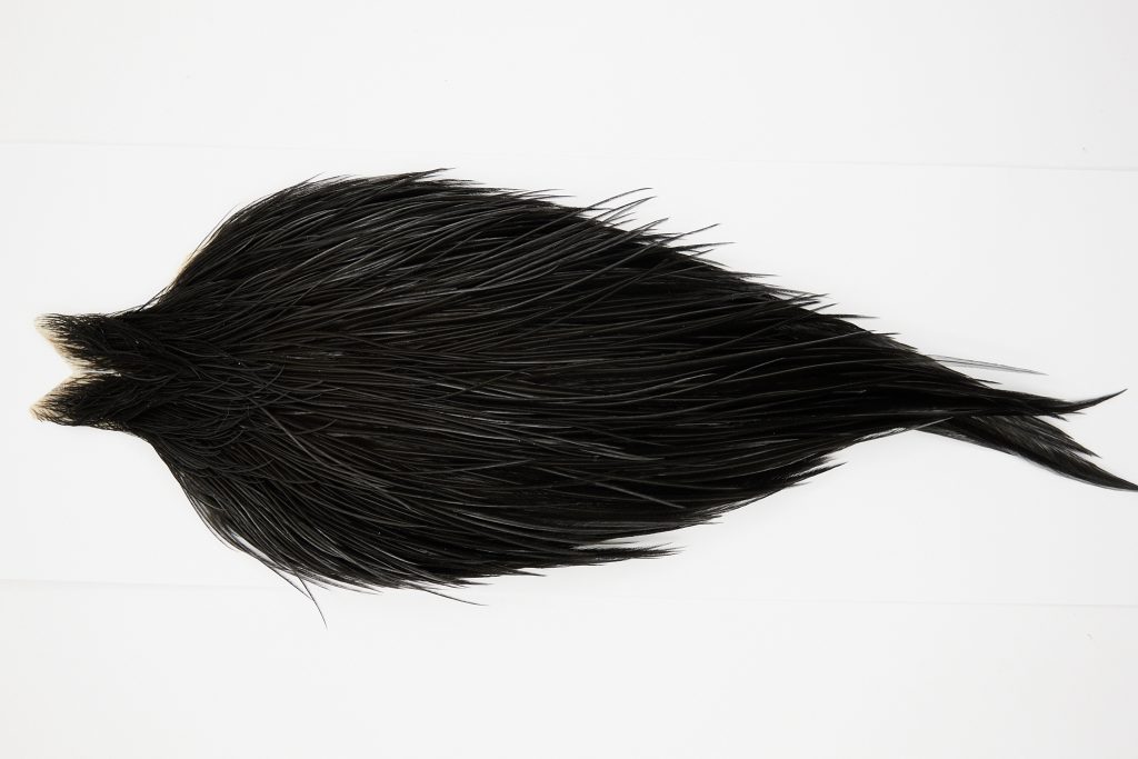 10476 JimsFlyCo Dry Fly Hackle Grade 1 Rooster Cape Black Ties Size 10-24