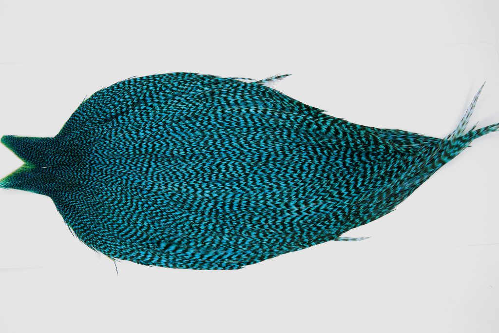 10481 JimsFlyCo Dry Fly Hackle Grade 1 Rooster Cape Grizzly Kingfisher Blue Ties Size 10-20