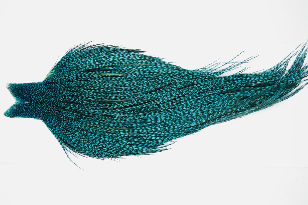 10482 JimsFlyCo Dry Fly Hackle Grade 1 Rooster Cape Grizzly Kingfisher Blue Ties Size 12-20