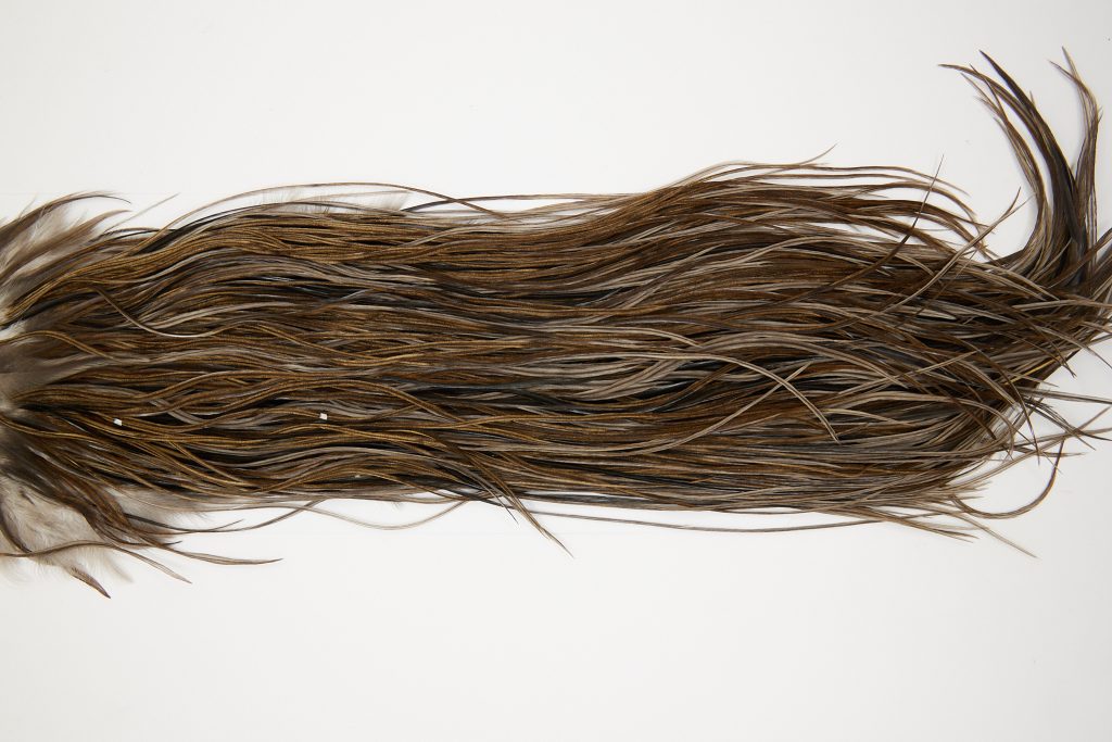 10643 JimsFlyCo Dry Fly Hackle Rhodium Rooster Saddle Dark Dun Ties Size 12-14
