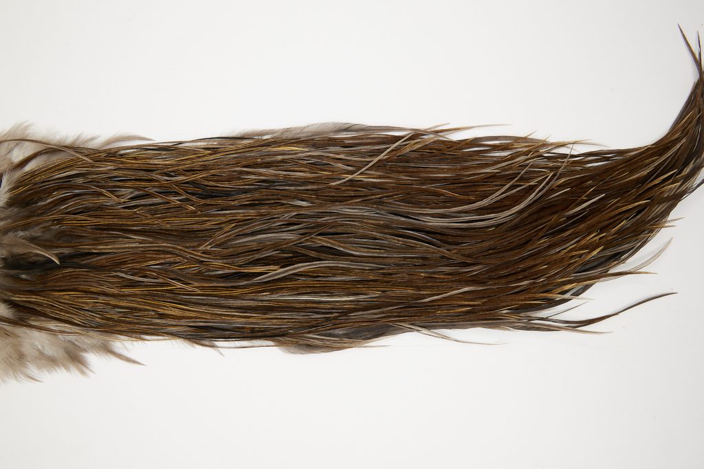 10644 JimsFlyCo Dry Fly Hackle Rhodium Rooster Saddle Dark Dun Ties Size 12-14