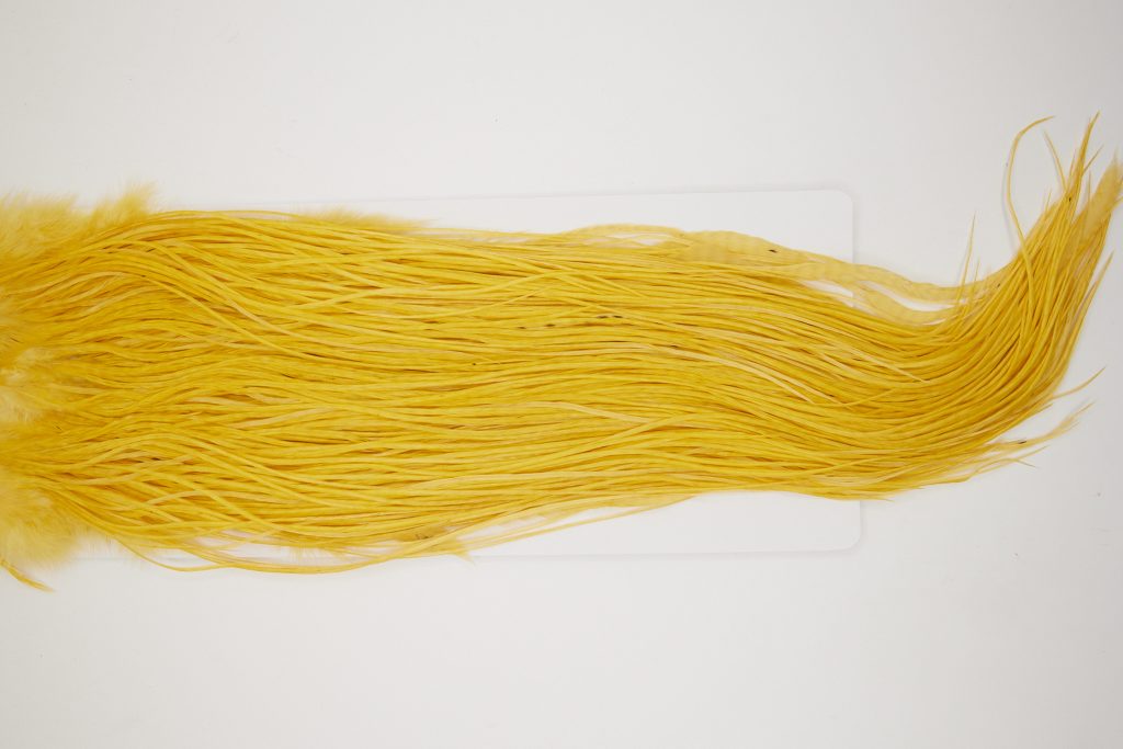 10659 Whiting Dry Fly Hackle Silver Grade Rooster Saddle Golden Straw Ties Size 12-16