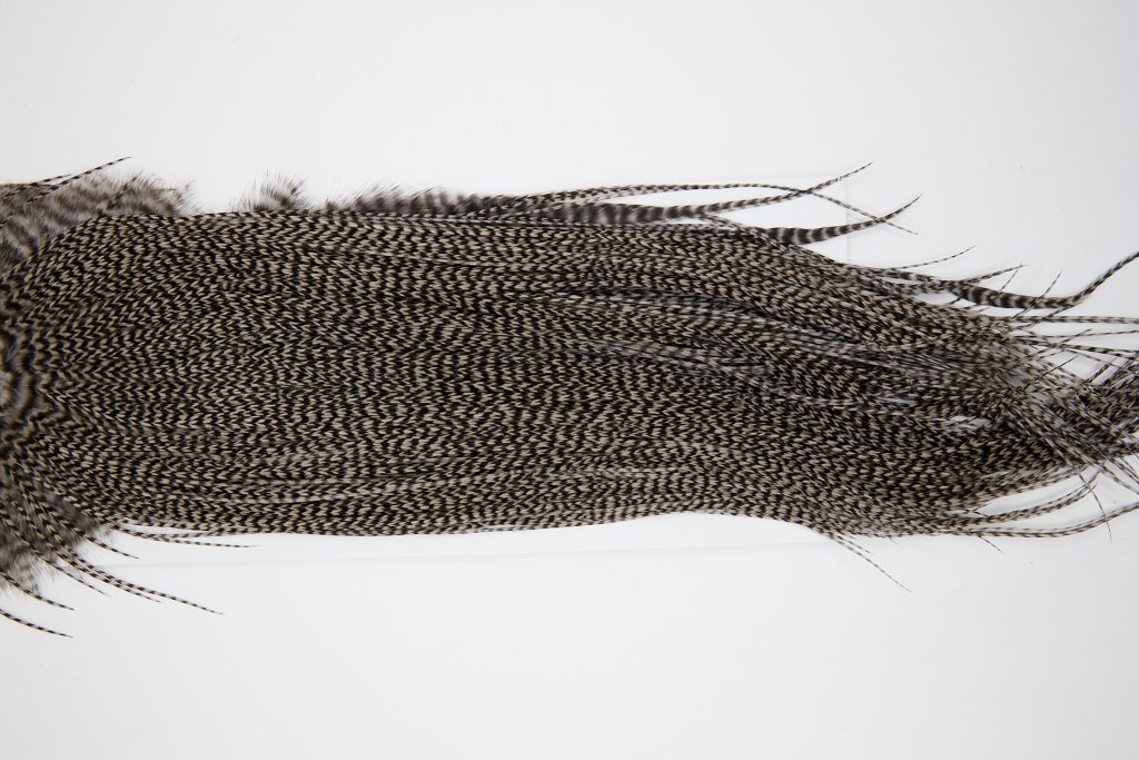 10663 Whiting Dry Fly Hackle Silver Grade Rooster Saddle Grizzly Medium Dun Ties Size 14-16