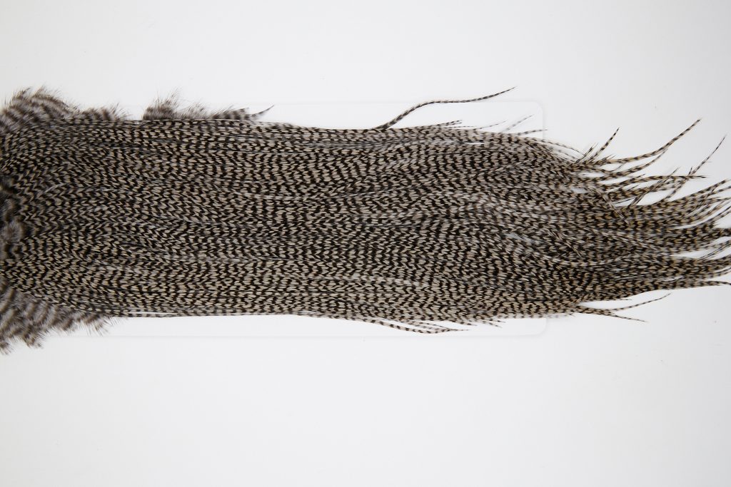 10664 Whiting Dry Fly Hackle Silver Grade Rooster Saddle Grizzly Medium Dun Ties Size 12-14