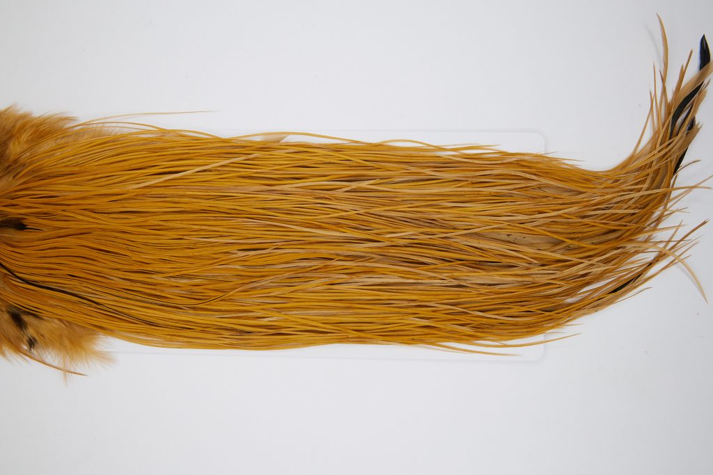 10668 Whiting Dry Fly Hackle Silver Grade Rooster Saddle Medium Ginger Ties Size 14-18