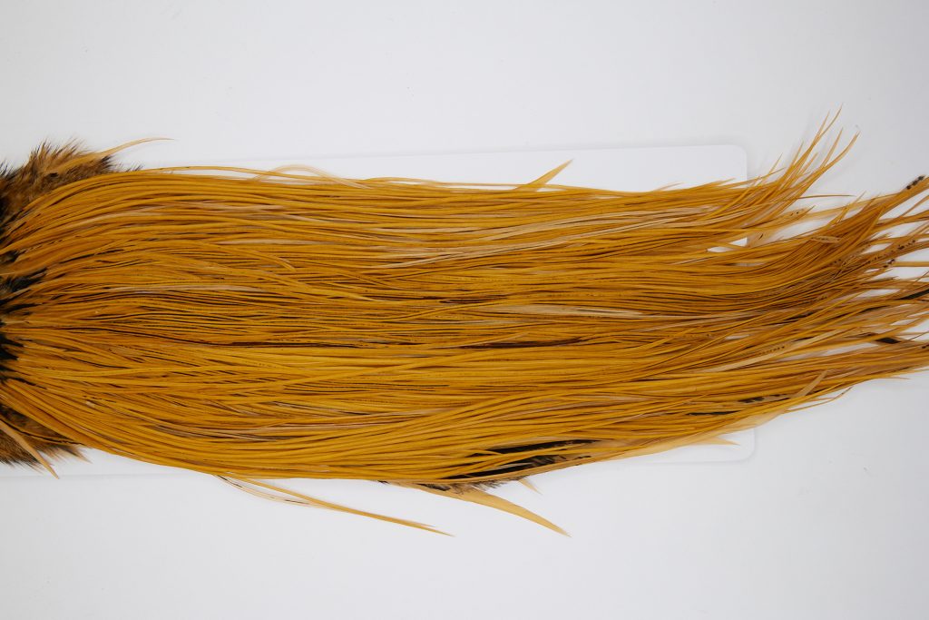 10670 Whiting Dry Fly Hackle Silver Grade Rooster Saddle Medium Ginger Ties Size 16-18