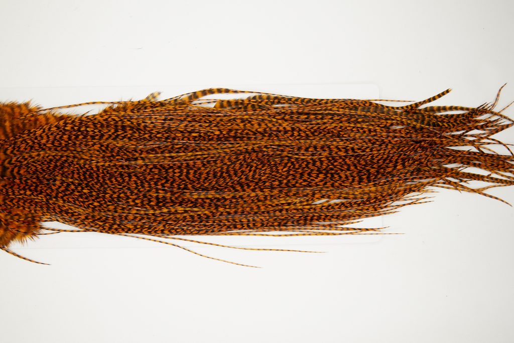 10679 Whiting Dry Fly Hackle Silver Grade Rooster Saddle Grizzly Burnt Orange Ties Size 14-16