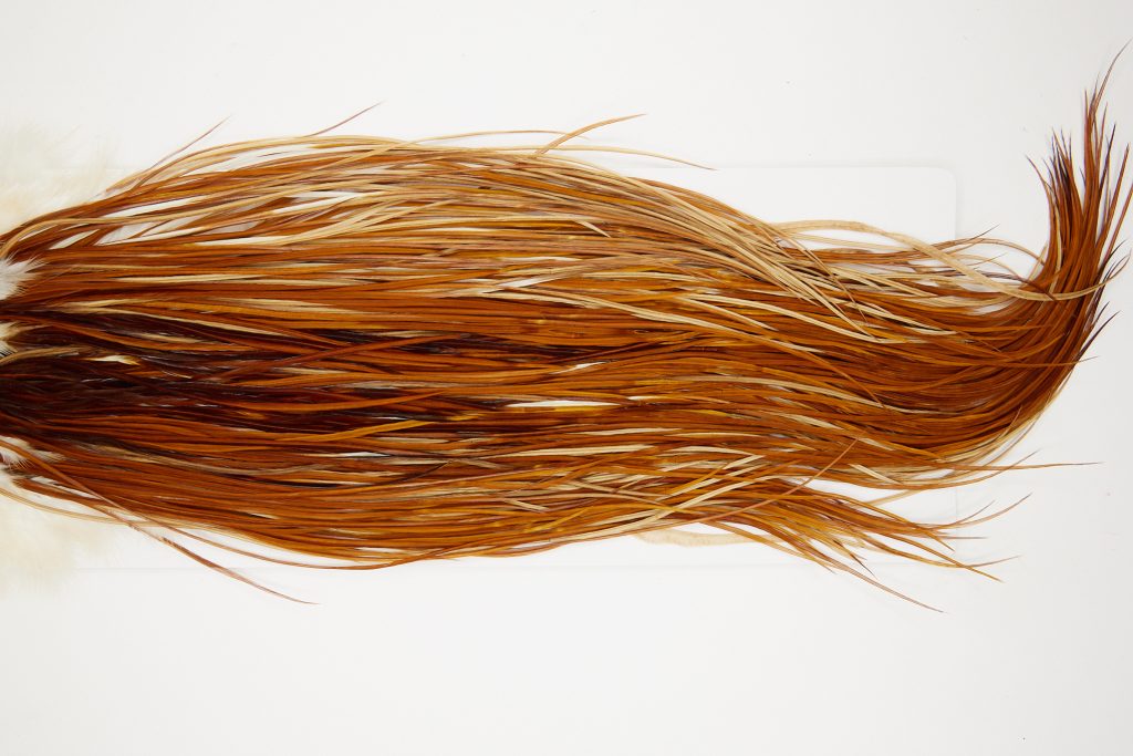 10737 Whiting Dry Fly Hackle Bronze Grade Rooster Saddle Medium Ginger Ties Size 14-16