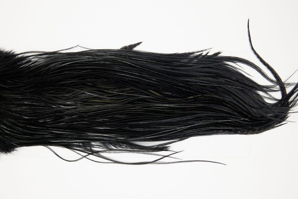 10743 Whiting Dry Fly Hackle Bronze Grade Rooster Saddle Black Ties Size 14