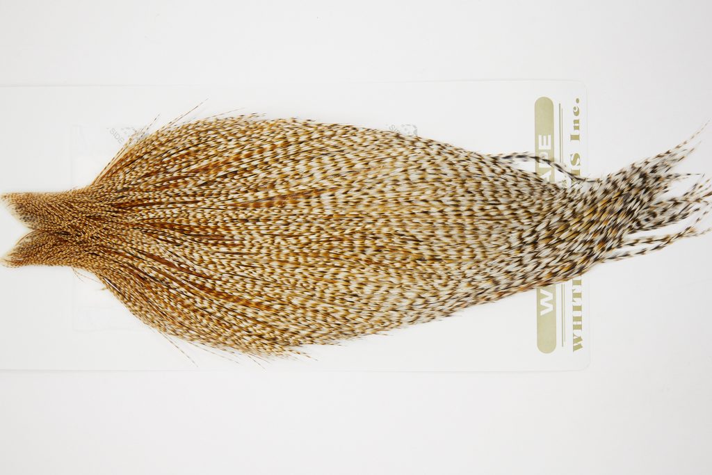 10777 Heritage Dry Fly Hackle Grade 2 Rooster Cape Barred Ginger Ties Size 10-22