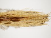 10857 Hebert Dry Fly Hackle Bronze Grade Rooster Saddle Medium Barred Ginger Ties Size 14-16