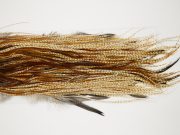 10858 Hebert Dry Fly Hackle Bronze Grade Rooster Saddle Medium Barred Ginger Ties Size 12-16