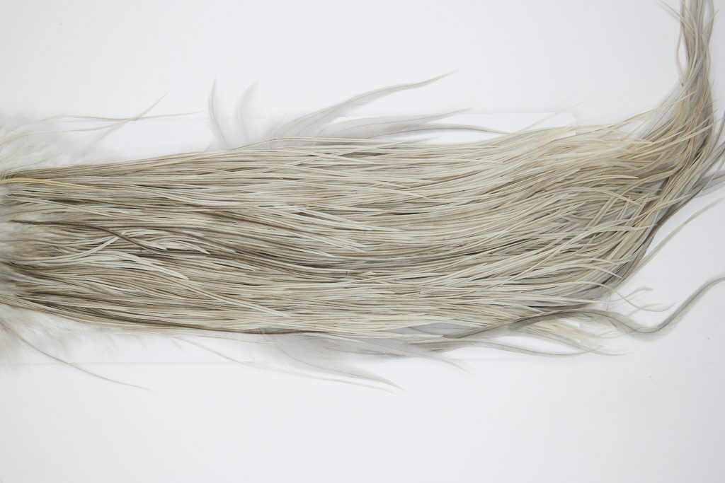 10871 Hebert Dry Fly Hackle Bronze Grade Rooster Saddle Light Grey Dun Ties Size 10-14