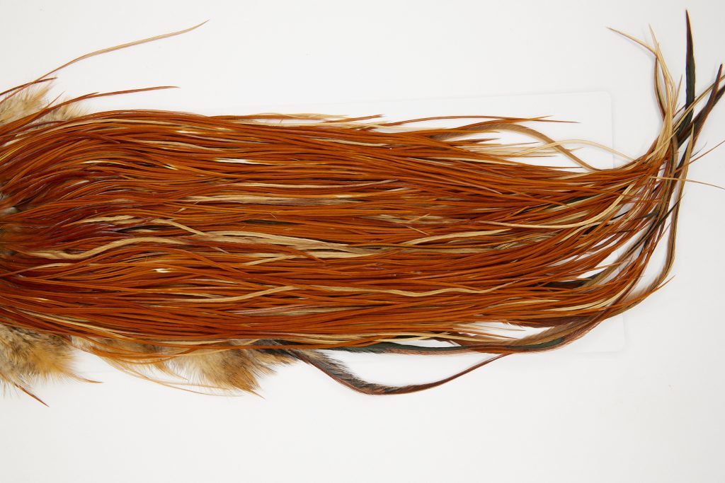 10872 Hebert Dry Fly Hackle Bronze Grade Rooster Saddle Medium Brown Ties Size 14-18