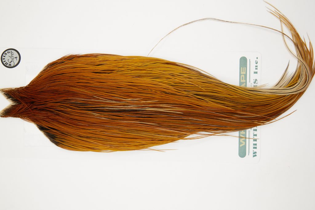 10886 Hebert Dry Fly Hackle Silver Grade Rooster Cape Medium Brown Ties Size 8-24