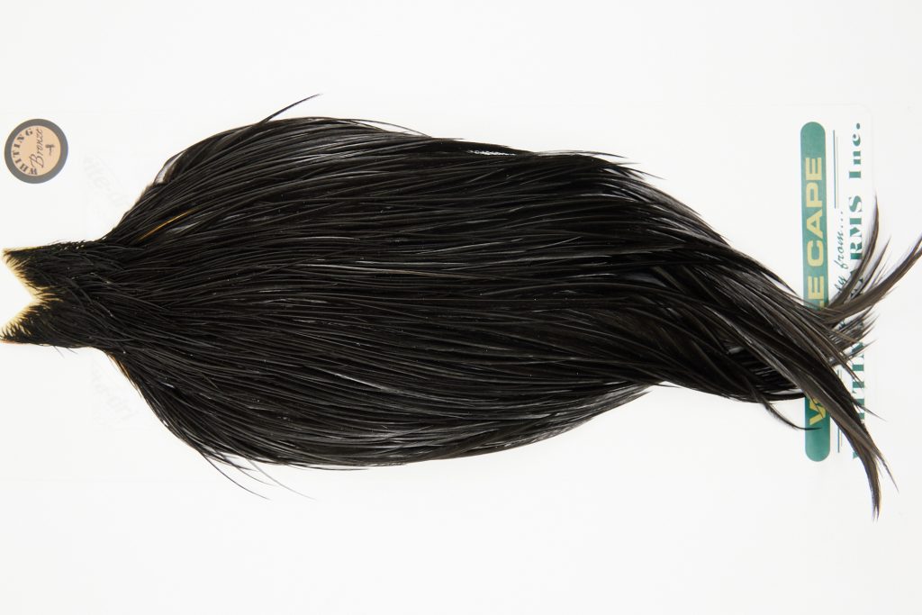 10936 Hebert Dry Fly Hackle Bronze Grade Rooster Cape Black Ties Size 10-22