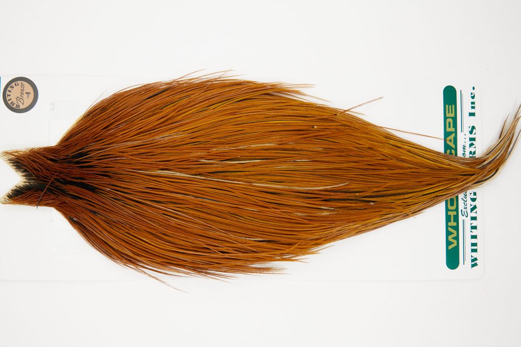 10956 Hebert Dry Fly Hackle Bronze Grade Rooster Cape Light Brown Ties Size 10-22