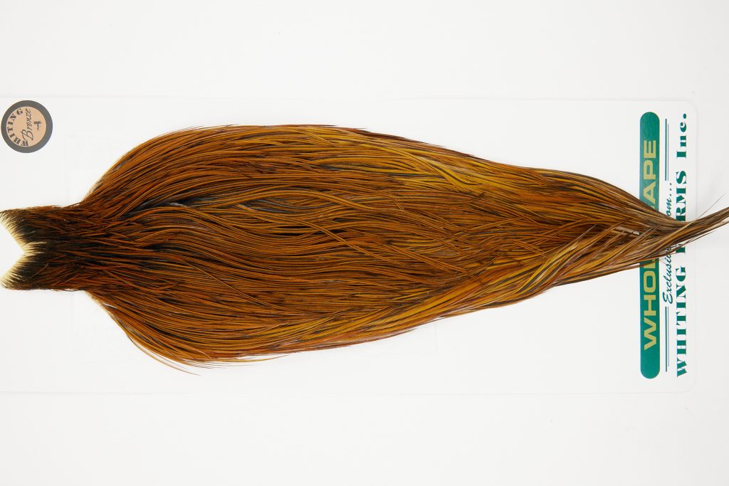 10958 Hebert Dry Fly Hackle Bronze Grade Rooster Cape Light Brown Ties Size 10-22