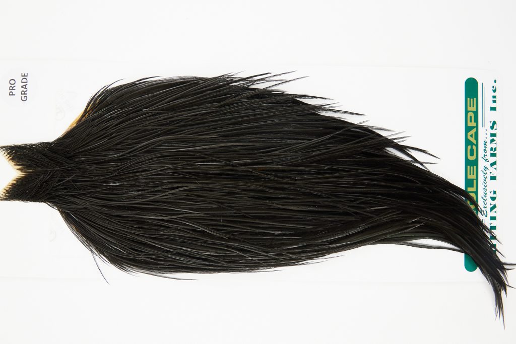 10973 Hebert Dry Fly Hackle Pro Grade Rooster Cape Black Ties Size 10-20