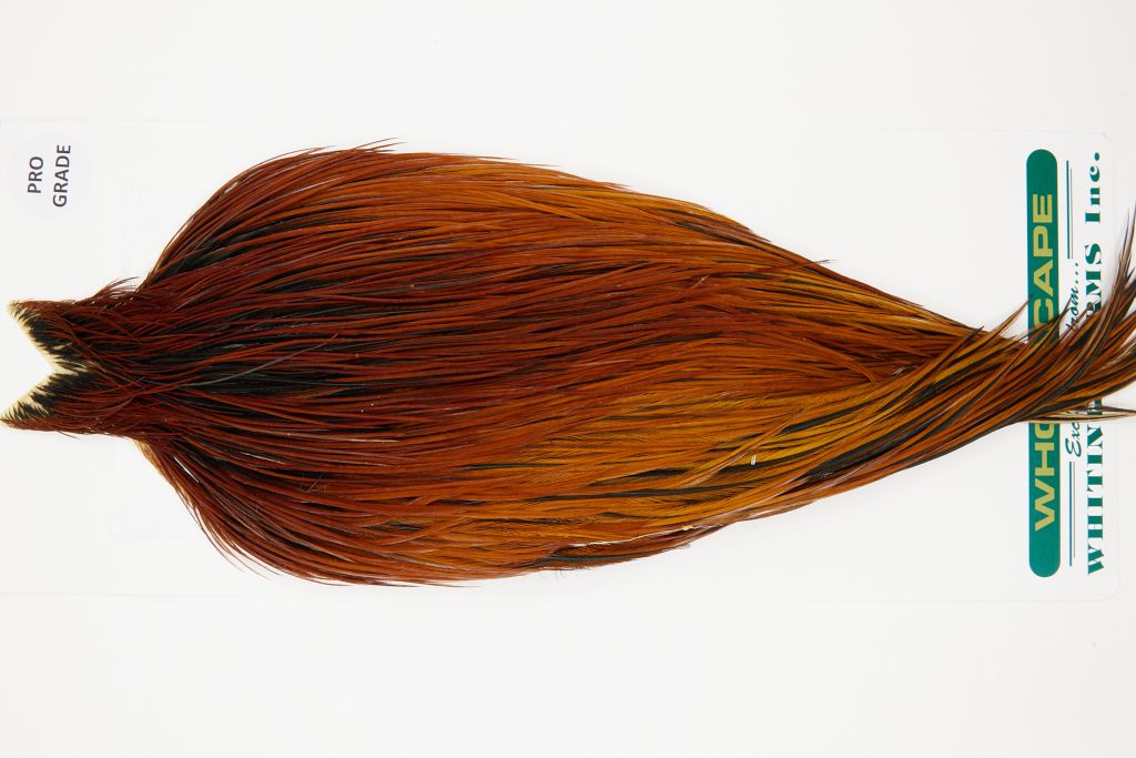 11014 Hebert Dry Fly Hackle Pro Grade Rooster Saddle Medium Brown Ties Size 8-22