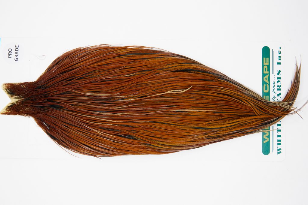 11016 Hebert Dry Fly Hackle Pro Grade Rooster Saddle Medium Brown Ties Size 10-22