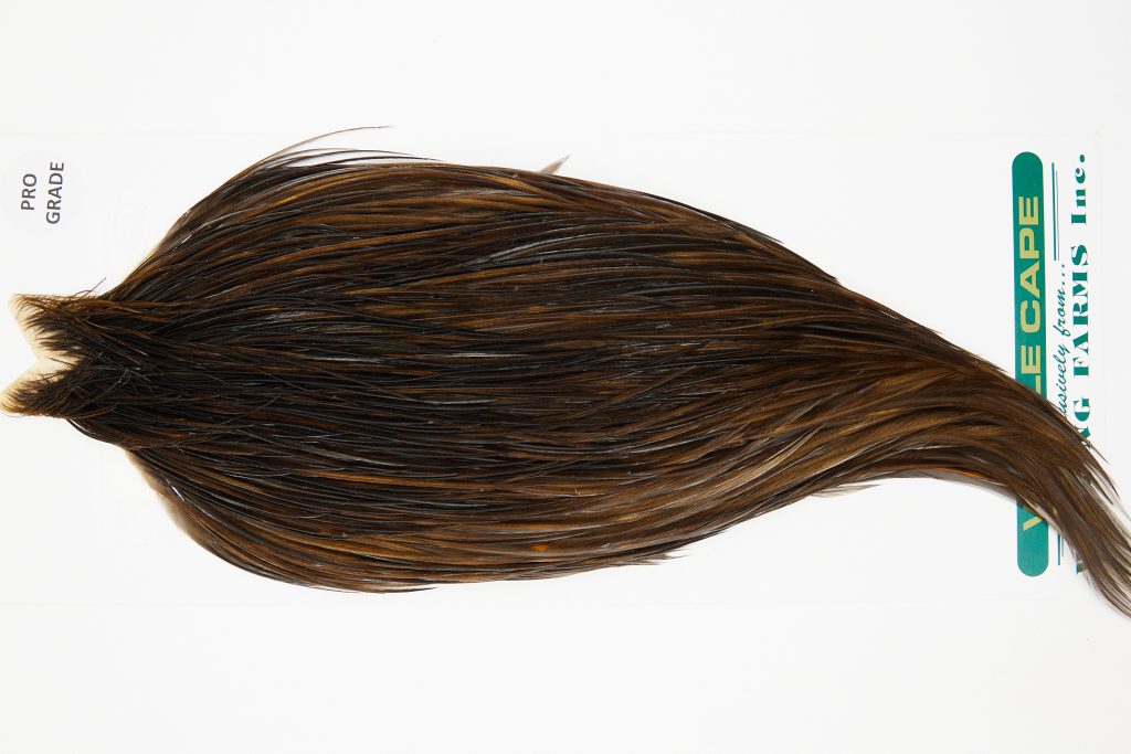 11023 Hebert Dry Fly Hackle Pro Grade Rooster Saddle Dark Brown Dun Ties Size 8-22