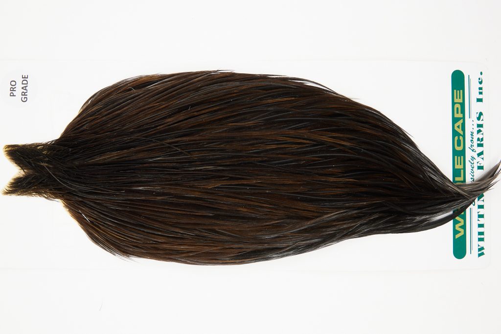 11024 Hebert Dry Fly Hackle Pro Grade Rooster Saddle Dark Brown Dun Ties Size 10-22