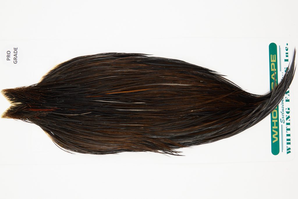 11026 Hebert Dry Fly Hackle Pro Grade Rooster Saddle Dark Brown Dun Ties Size 10-20