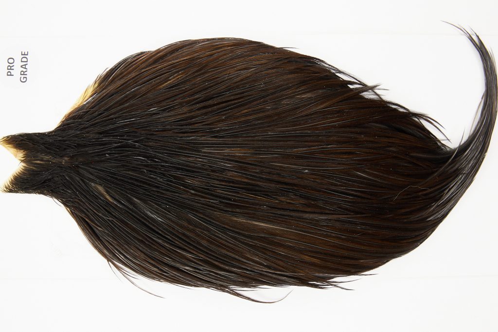 11027 Hebert Dry Fly Hackle Pro Grade Rooster Saddle Dark Brown Dun Ties Size 8-20