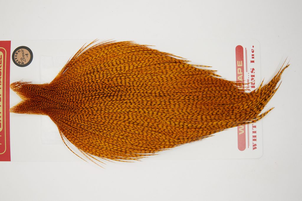 11071 Whiting Dry Fly Hackle Bronze Grade Rooster Cape Grizzly Burnt Orange Ties Size 10-22