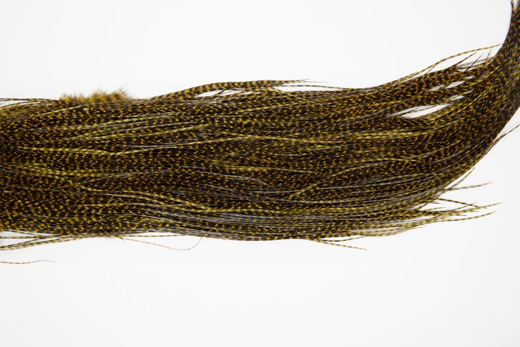 11173 Whiting Dry Fly Hackle Gold Grade Rooster Saddle Grizzly Golden Olive Ties Size 12-16