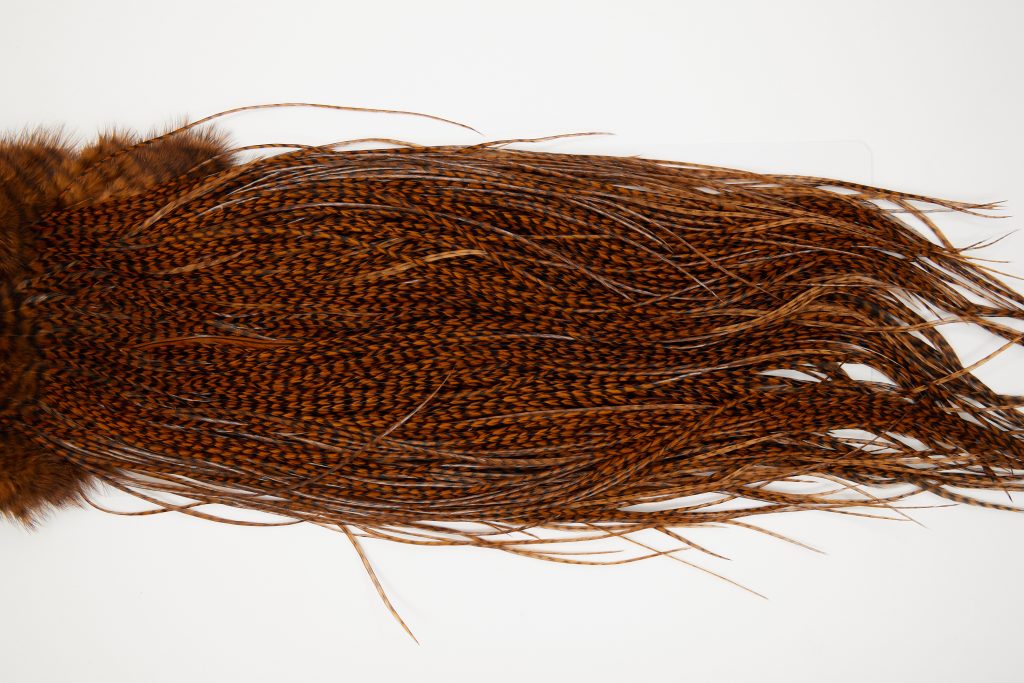 11190 Whiting Dry Fly Hackle Silver Grade Rooster Saddle Grizzly Brown Ties Size 16-18