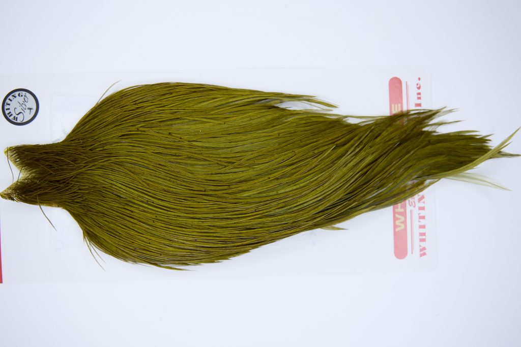 11288 Whiting Dry Fly Hackle Silver Grade Rooster Cape Dark Olive Ties Size 8-26