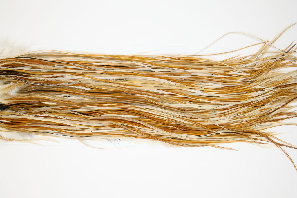 11395 JimsFlyCo Dry Fly Hackle Rhodium Rooster Saddle Barred Ginger Ties Size 10-16